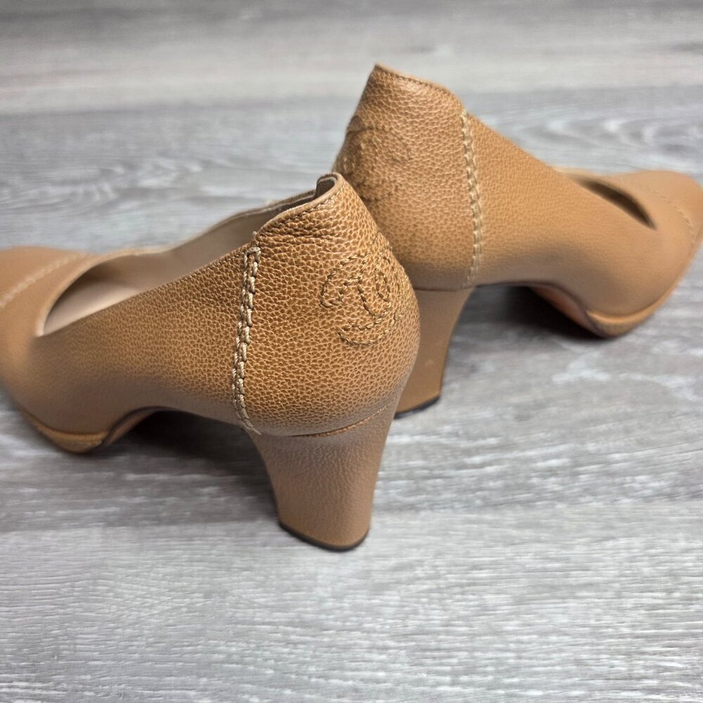 Vintage 90s - Women's Chanel Brown Caviar Leather Platform Pumps CC Logo 37.5 EU - Picture 2 of 13